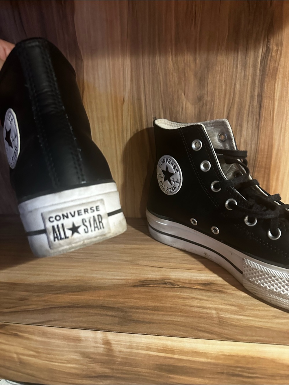 Converse Black White Platform Chuck Taylor High Tops - Picture 3 of 8